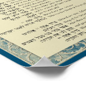 Aflessen van de Torah Hebreeuws en Engels op blauw Poster (Hoek)