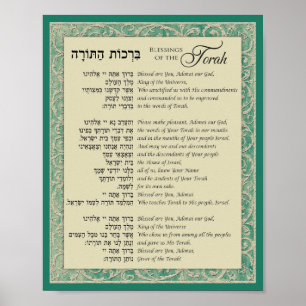 Aflessen van de Torah Hebreeuws en Engels over Bla Poster