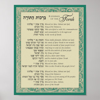Aflessen van de Torah Hebreeuws en Engels over Bla Poster