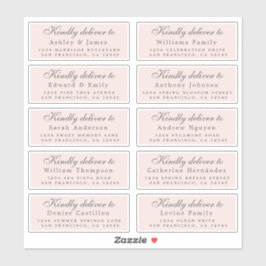 Afleveren aan Calligraphy Huwelijksgast Adres Roze Sticker
