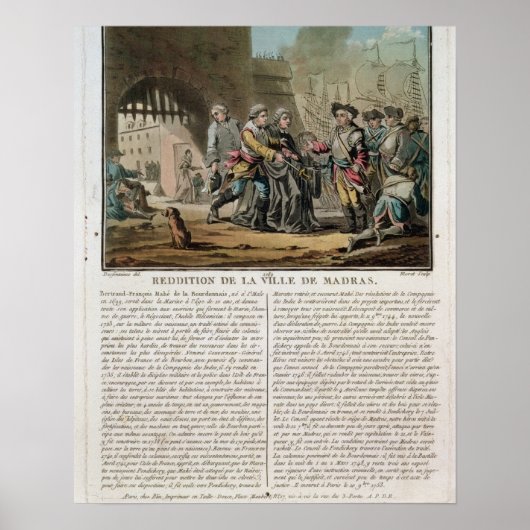 Aflevering van de stad Madras, 1746, gegraveerd do Poster (Voorkant)