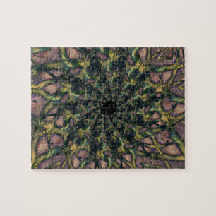 Aflopend Roze en gele fractale kunst Legpuzzel