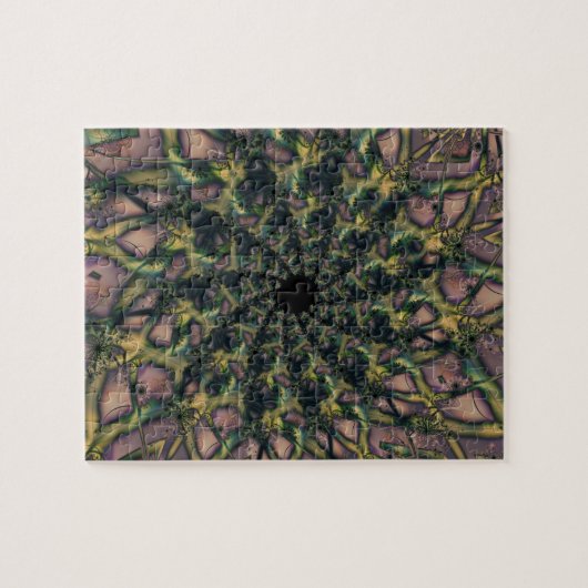 Aflopend | Roze en gele fractale kunst Legpuzzel (Horizontaal)