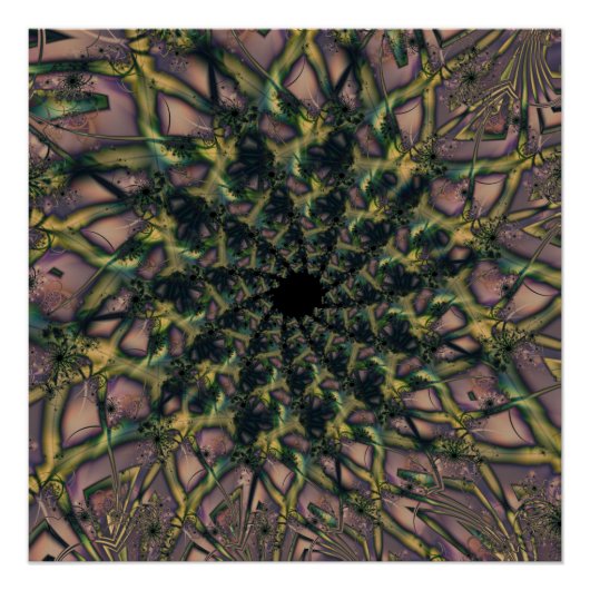 Aflopend | Roze en gele fractale kunst Perfect Poster (Voorkant)