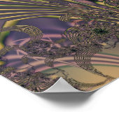 Aflopend | Roze en gele fractale kunst Poster (Hoek)