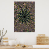 Aflopend | Roze en gele fractale kunst Poster (Keuken)