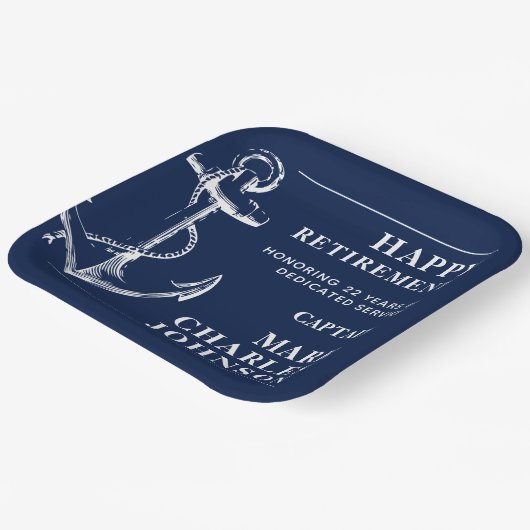 Aflossing Anchor Navy Papieren Bordje (Gebogen)