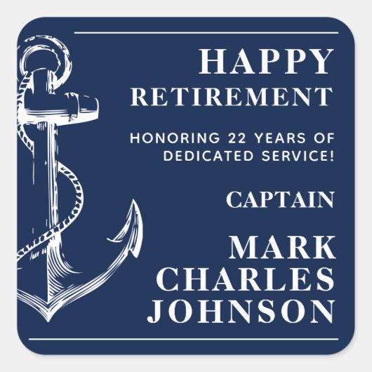 Aflossing Anchor Navy Vierkante Sticker (Voorkant)