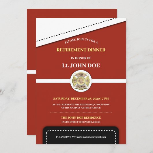 Aflossing brandweerman kaart (Voorkant / Achterkant)