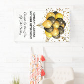 Aflossing van zwarte en goudConfetti Spandoek (Insitu)