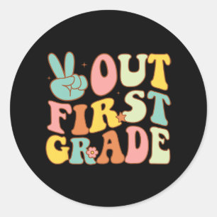 Afmelden Eerste Grade Groovy Laatste Dagen School  Ronde Sticker