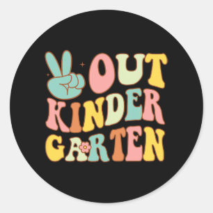 Afmelden Kleuterschool Laatste Dagen School Retro Ronde Sticker