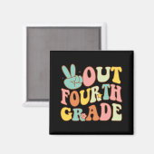 Afmelden Vierde Grade Groovy Laatste Dag School 4e Magneet (Voorkant / Achterkant)