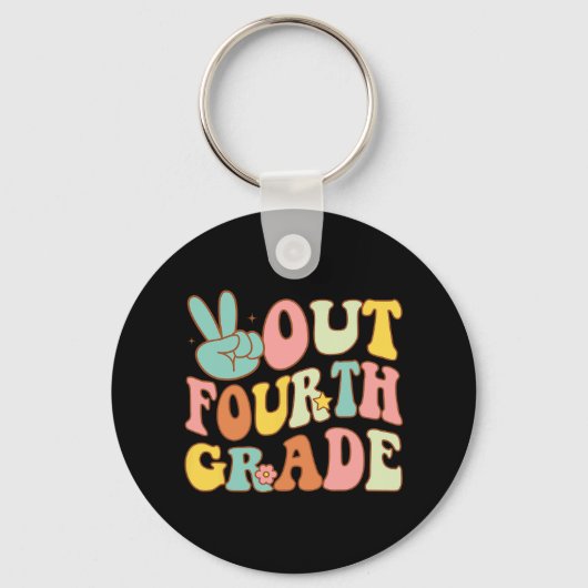 Afmelden Vierde Grade Groovy Laatste Dag School 4e Sleutelhanger (Voorkant)