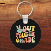 Afmelden Vierde Grade Groovy Laatste Dag School 4e Sleutelhanger (Voorkant)