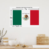 Afmetingen van de nationale vlag van Mexico Poster (Keuken)