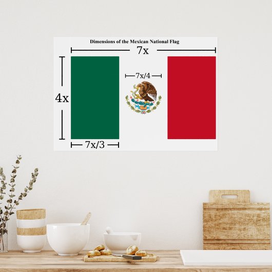 Afmetingen van de nationale vlag van Mexico Poster (Keuken)