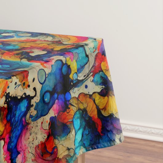 Afname kleurrijke vloeistofinkt tafelkleed (Voorbeeld)