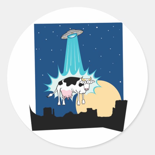 Afname van UFO-Koe Ronde Sticker (Voorkant)