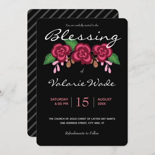 Afnemende Baby Elegant Moderne LDS-Rozen Kaart (Voorkant / Achterkant)