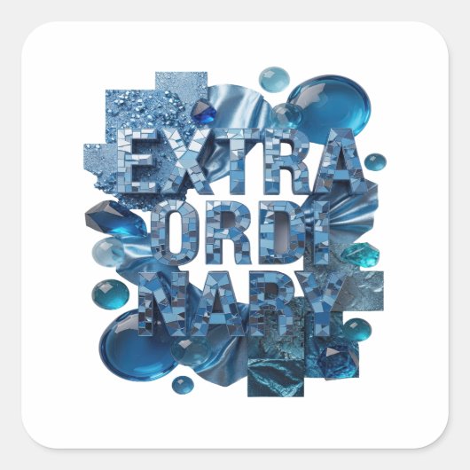 Afpelbare Blauwe UITSTEKENDE Decal Ontwerp Vierkante Sticker (Voorkant)