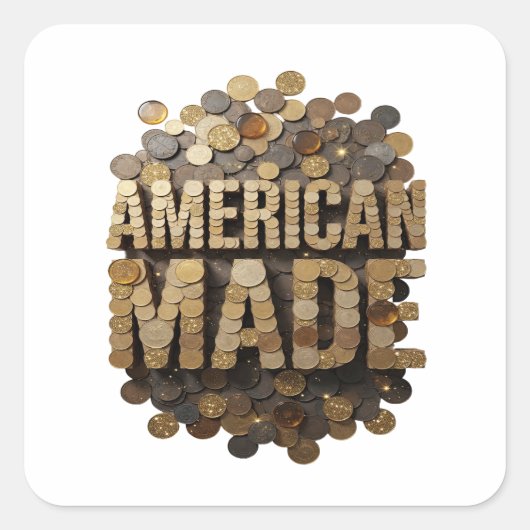 Afpelbare Goud AMERIKAANS GEMAAKT Cadeausticker Vierkante Sticker (Voorkant)