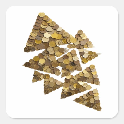 Afpelbare Goud TREE Decal Ontwerp Vierkante Sticker (Voorkant)