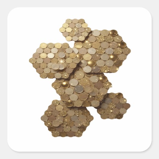 Afpelbare Gouden Abstracte Decal Ontwerp Vierkante Sticker (Voorkant)