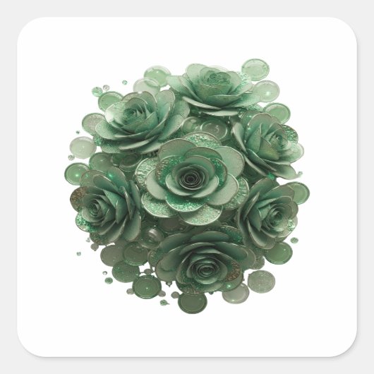 Afpelbare Groene GROENE ROZEN Sticker Afdruk (Voorkant)