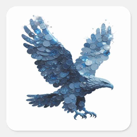 Afpelbare Zilver WATER EAGLE Decal Ontwerp Vierkante Sticker (Voorkant)