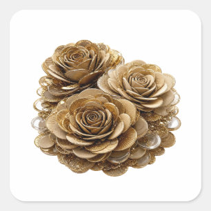 Afpelbare Zilveren GOUDEN ROZEN Cadeau Sticker