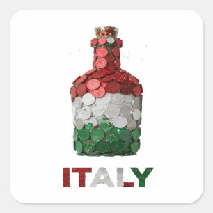Afpelbare zilveren ITALY-sticker grafisch Vierkante Sticker