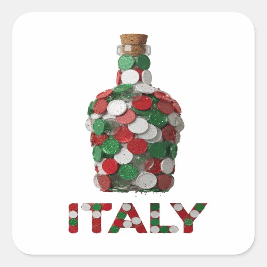 Afpelbare zilveren ITALY vierkante sticker (Voorkant)