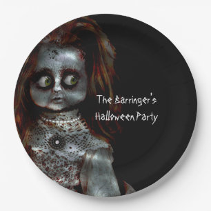 Afraid Doll Scary Halloween Party Papieren Bordje