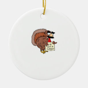 Afraid Turkey Disguise Joke Humor Funny Thanksgivi Keramisch Ornament