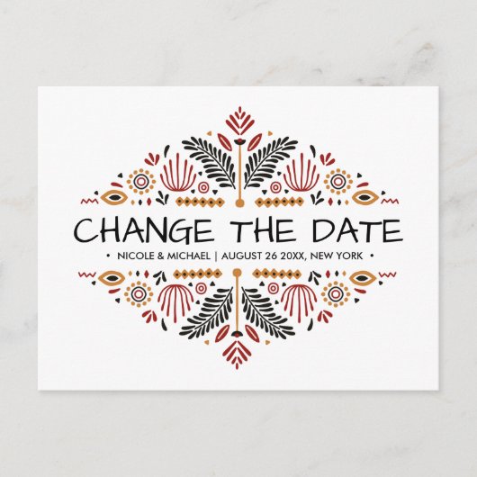 Afriana | Ankara Kente Wedding wijziging plannen Aankondigingskaart (Voorkant)