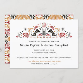 Afriana | Modern Ankara Kente Lizard Wedding Kaart