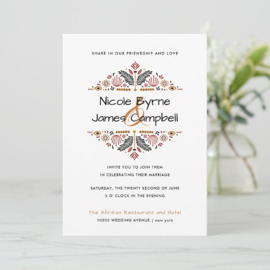 Afriana | Modern Ankara Wedding Kaart (Staand voorkant)