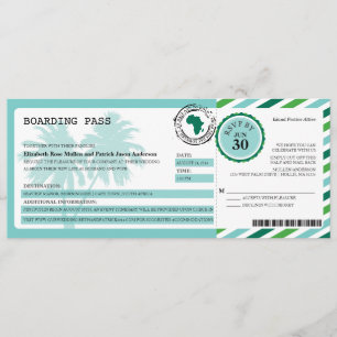Africa Airmail Boarding Pass Wedding Kaart