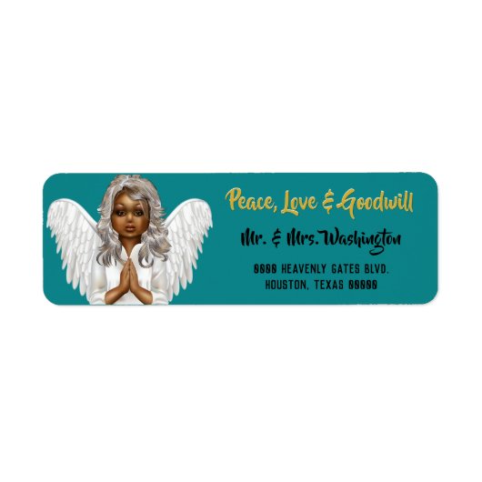 Africa American Angel - kerstterugzendadres Etiket (Voorkant)