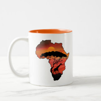 Africa and Giraffe Tweekleurige Koffiemok