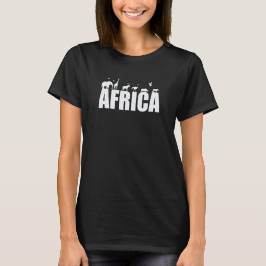 Africa Animals Elephant Giraffe Safari Continent T-shirt (Voorkant)