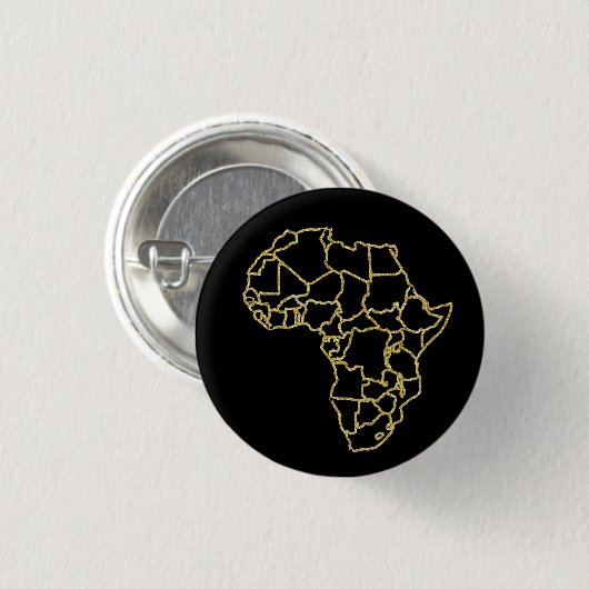 Africa Black Gold Glitter Button Pin (Voorkant /achterkant)