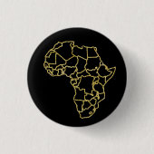 Africa Black Gold Glitter Button Pin (Voorkant)