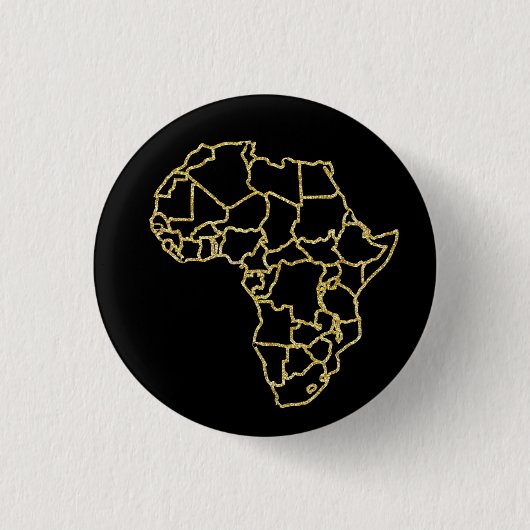 Africa Black Gold Glitter Button Pin (Voorkant)