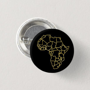 Africa Black Gold Glitter Button Pin
