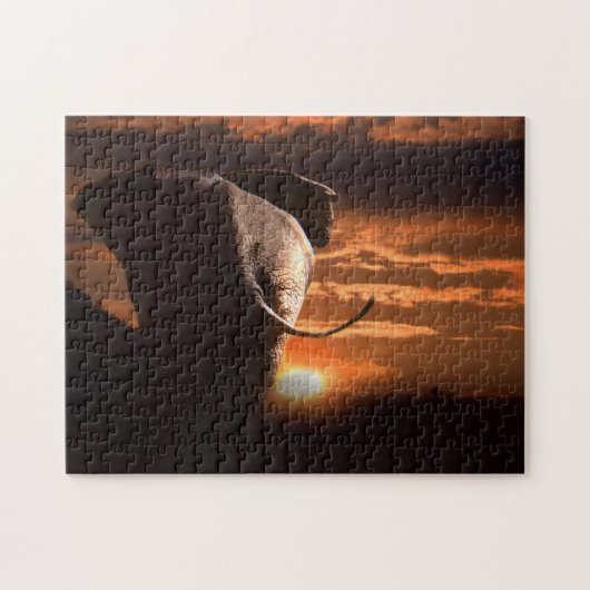 Africa Bull Elephant in the Setting Sun. Legpuzzel (Horizontaal)