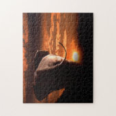 Africa Bull Elephant in the Setting Sun. Legpuzzel (Verticaal)