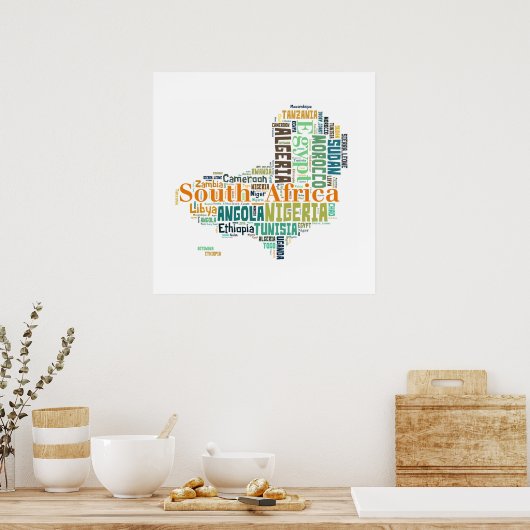 Africa Cities Word Art Poster (Keuken)