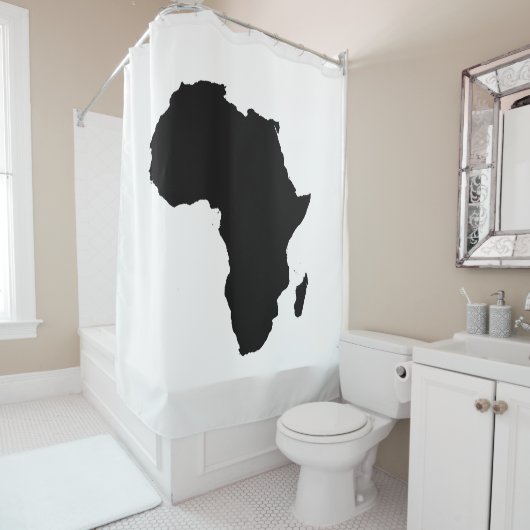 Africa Continent Black & White Shower Curtain Douchegordijn (In situ)